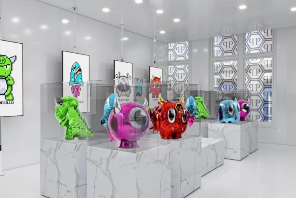 Philipp Plein's NFT art gallery features physical sculptures of his "Lil Monster Gang" NFT collection. Photo: Philipp Plein