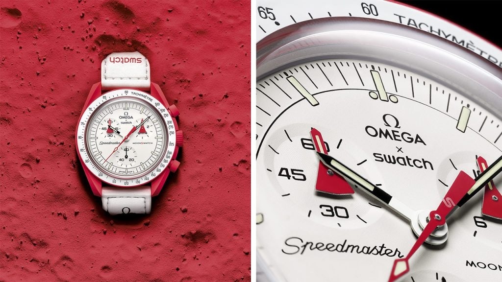 The MoonSwatch collection makes the iconic Omega Speedmaster Moonwatch design accessible to fans everywhere. Photo: Swatch Group