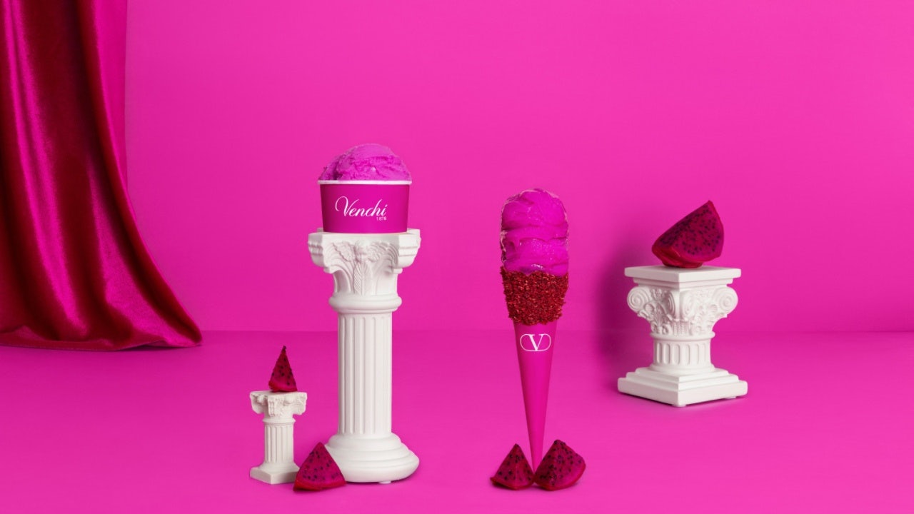 The Pink PP-themed gelato will be available at Venchi’s 43 boutiques in China. Photo: Valentino