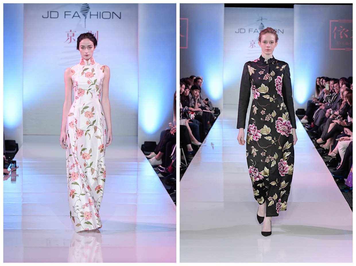 Looks by designer EVE de CINA at JD.com's runway show during London Fashion Week. (Courtesy Photos)
