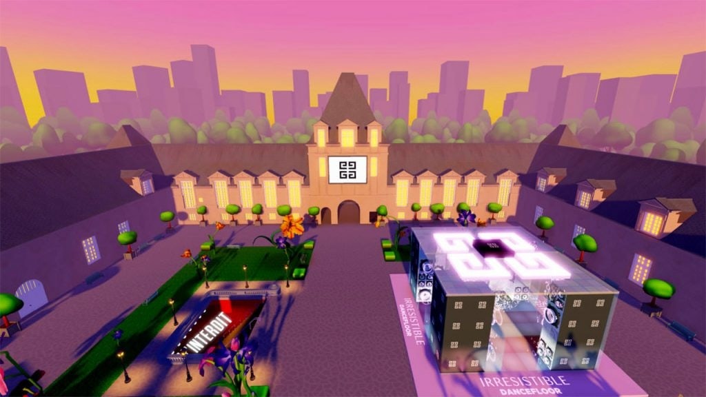 In June, Givenchy Parfums launched a beauty house on Roblox, which included virtual makeup stations, a photobooth, and a swimming pool. Photo: Givenchy
