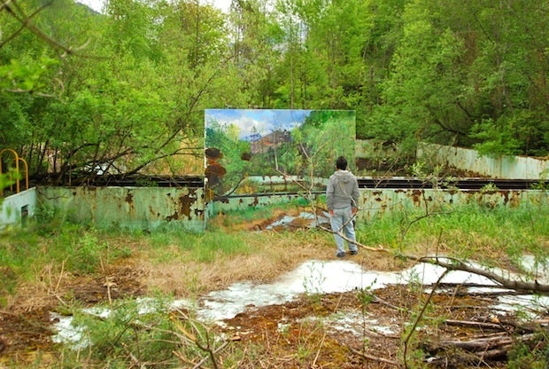 Liu works on his painting (Image: Zandie Brockett)