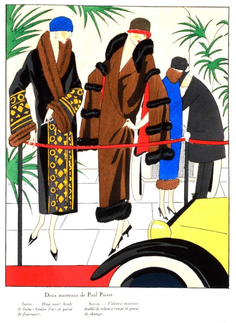 A hand-colored illustration by 1920s French fashion designer Paul Poiret from one of 24 issues of the French magazine ‘Art, Gout, Beaute, Feuillets de L’elegance Feminine’, produced in Paris 1923-24. Photo: Courtesy of Sotheby’s