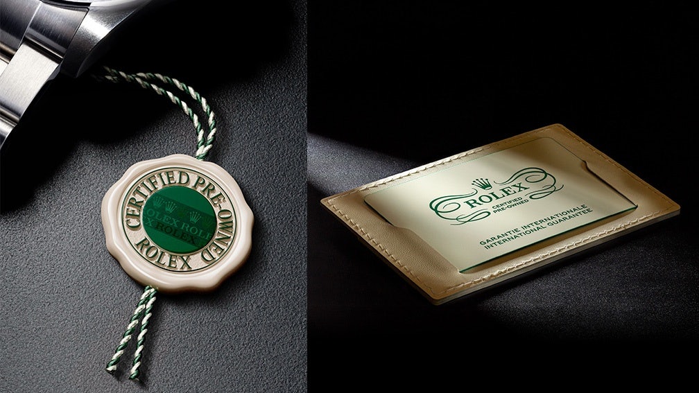 The Rolex Certified Pre-Owned program gives secondhand Rolex watches a certificate of authenticity, a two-year warranty, and a wax seal tag.