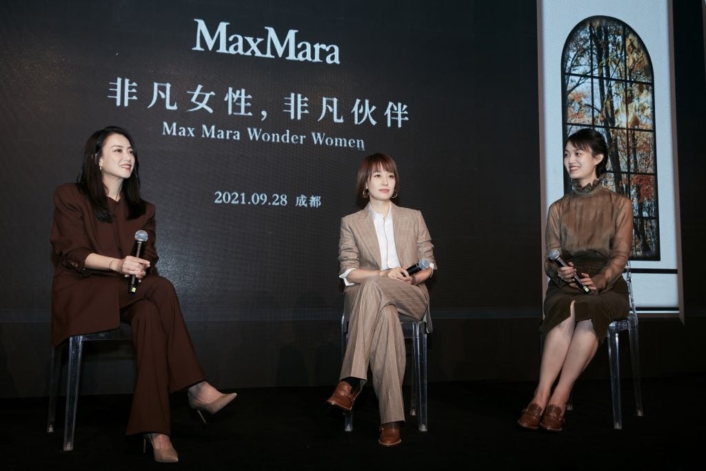 The Wonder Women gala dinner in Chengdu featuring Mani Fok, Ma Yili, and Liu Ying. Photo: Max Mara