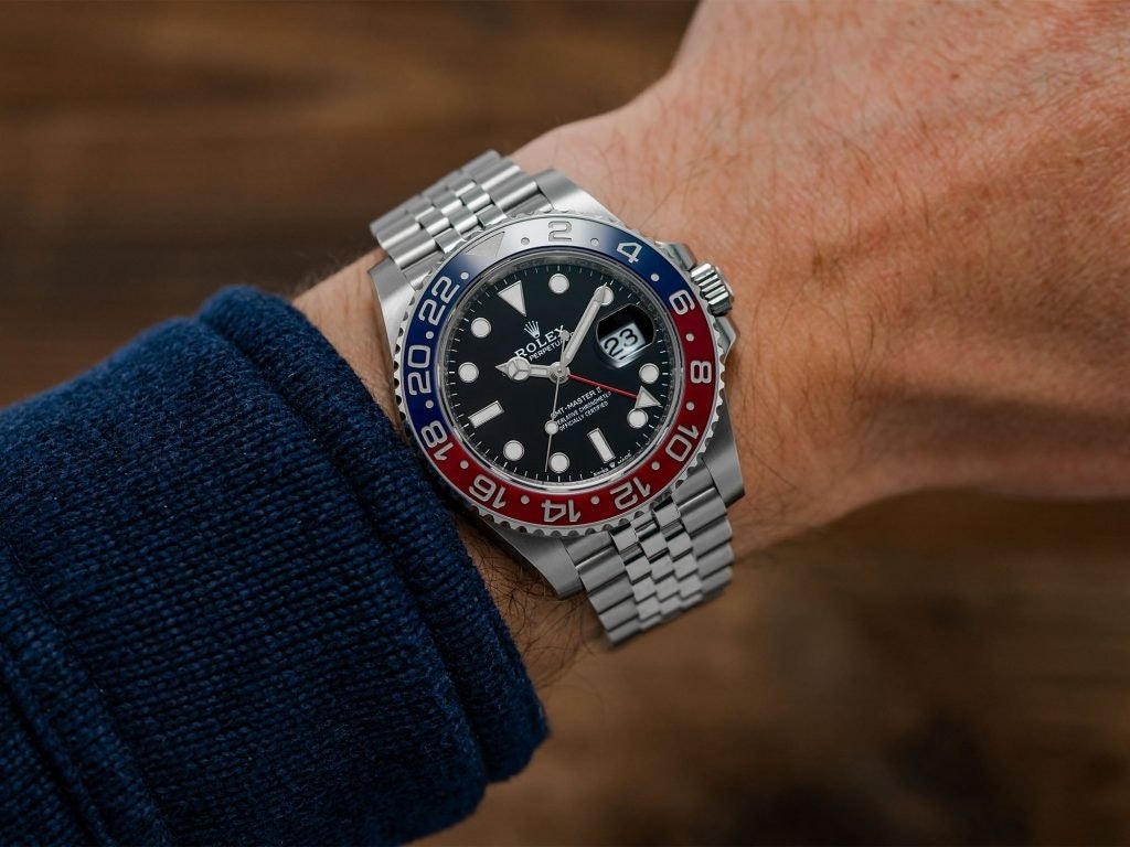 The GMT-Master II, which features a two-color Cerachrom bezel insert in red and blue ceramic, has skyrocketed in value on the secondary market. Photo: Rolex