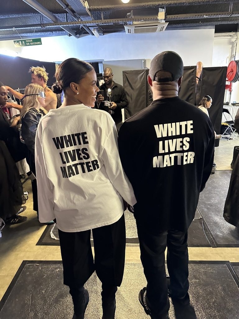 Candace Owens and Ye wear "White Lives Matter" shirts at Paris Fashion Week. Photo: Candace Owens' Twitter