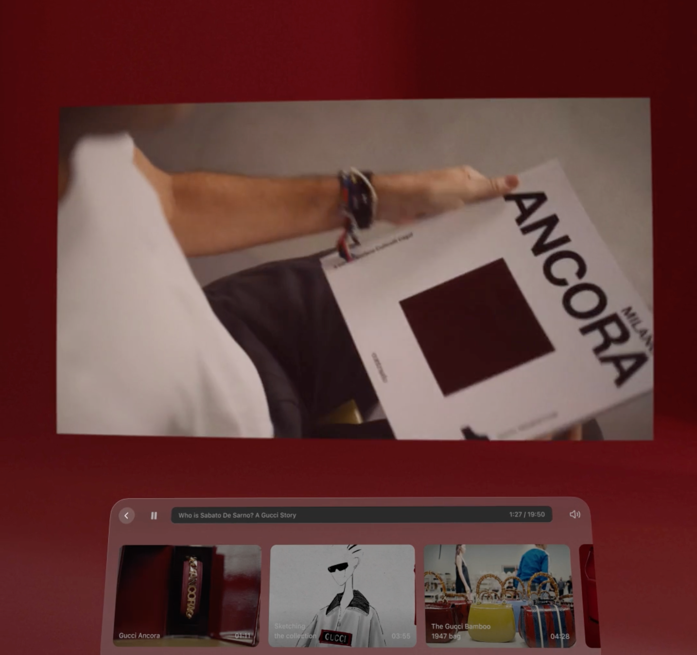 A first look at Gucci's Apple Vision Pro experience. Photo: Micael Barilaro/LinkedIn