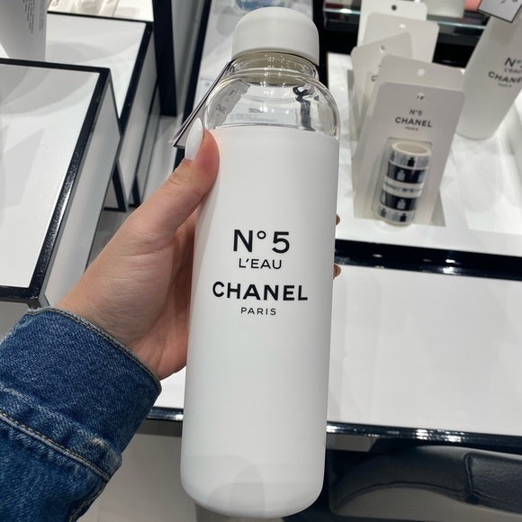 Chanel's water bottle is being sold on the online marketplace Poshmark for 350. Photo: Poshmark