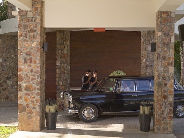 Guests are greeted with a vintage Mercedes-Benz at Amansara. (Courtesy Photo)
