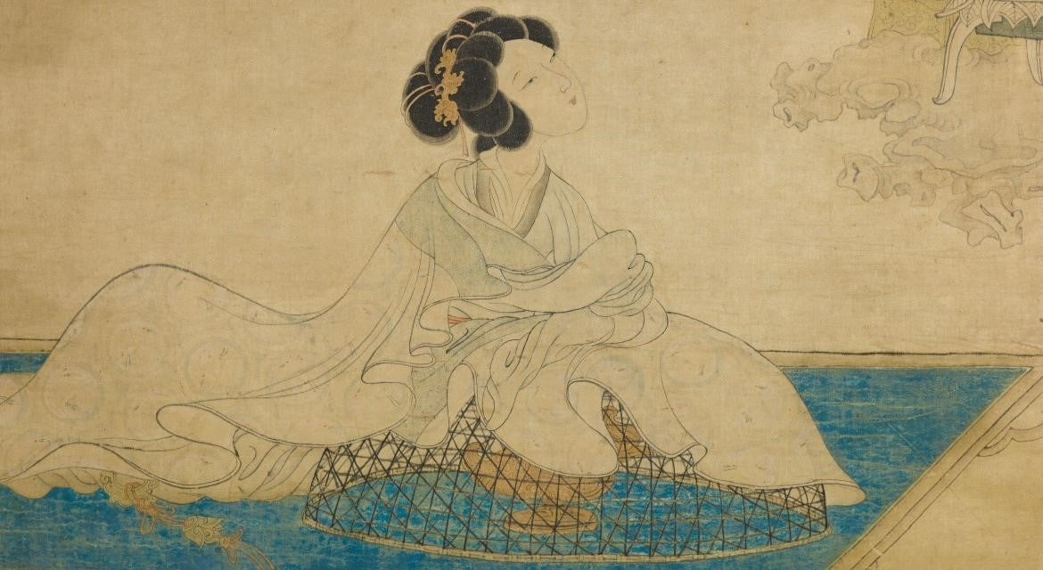 Painting of a Woman perfuming her sleeves over a perfume burner by Cheng HongShou, Ming. Photo http://www.cernuschi.paris.fr/ - of the Shanghai Museum