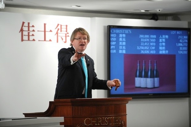 Auctioneer David Elswood at the sale. Photo credit: Christie’s Images Ltd 2013