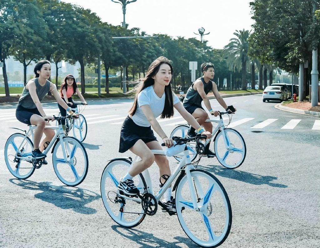 Lululemon teamed up with Blueglass Yogurt to host a cycling activity in Shenzhen in May. Photo: Lululemon