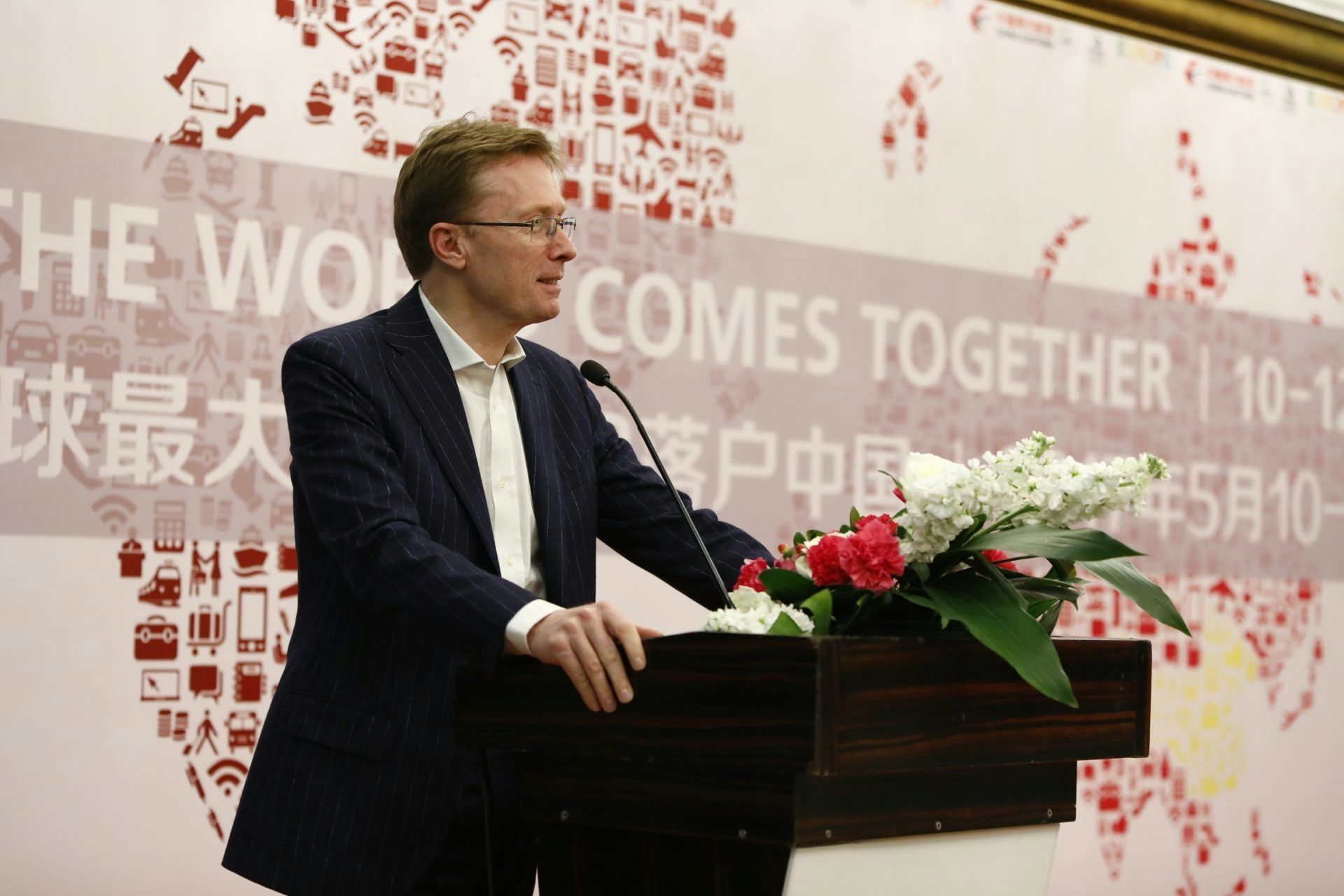 Eric Philippart of the European Commission speaks at “Building the bridge between East and West,” an ITB China preview event. (Courtesy Photo)