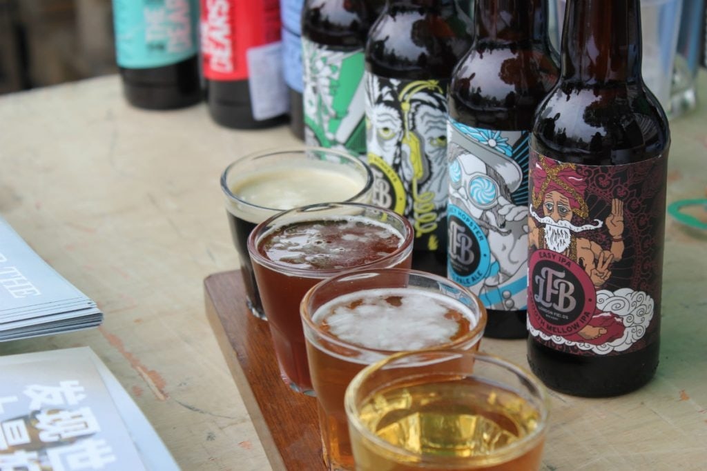 A flight from London Fields Brewery, distributed by Drinking Buddies Distribution and Beer Club in China. (Courtesy Photo)