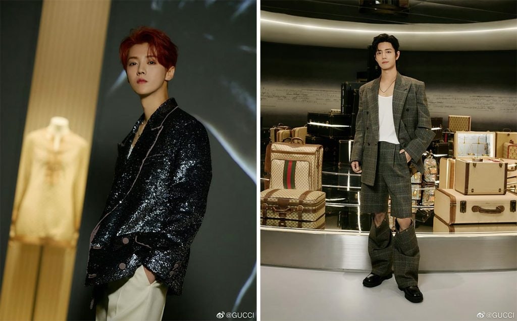 Gucci ambassadors Luhan and Xiao Zhan visited the Gucci Cosmos exhibition. Photo: Gucci