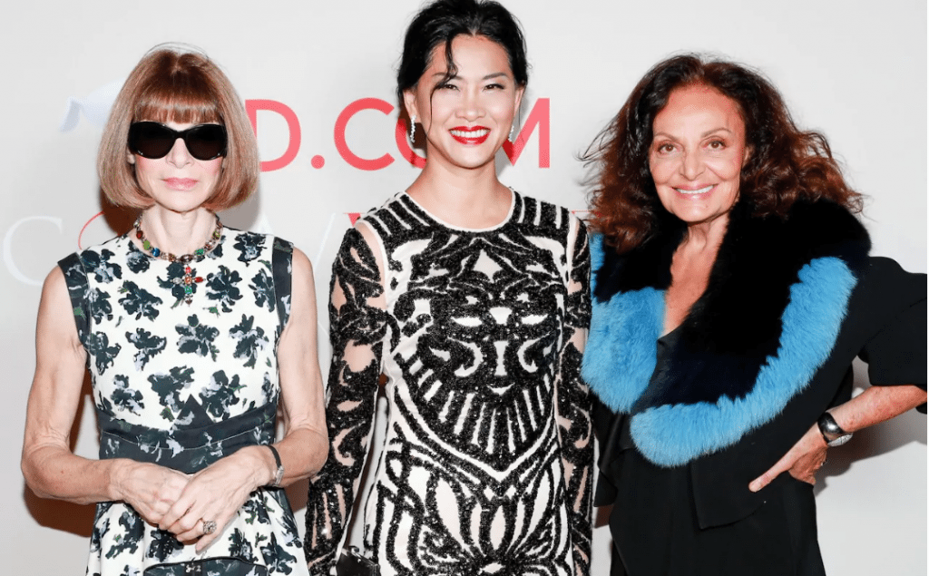 US Vogue editor Anna Wintour, Xia Ding and designer Diane von Furstenberg.