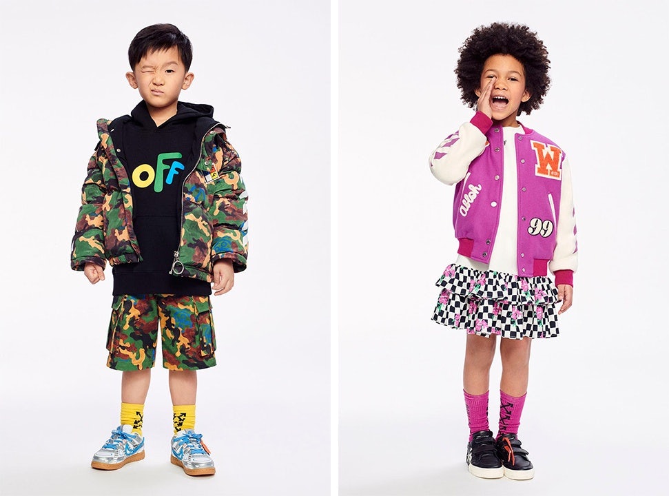Off-White released its first childrenswear collection for Fall/Winter 2021, introducing new kids-focused branding such as the squiggly “OFF” logo. Photo: Off-White