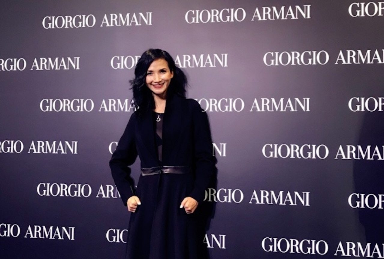Hemei Groups brand ambassador Huang Chaoyan attended the opening ceremony of a Giorgio Armani store in Hangzhou. Photo: Weibo