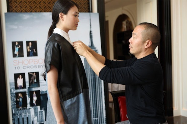 Derek Lam and model in Shanghai (Image: Divia Harilela)