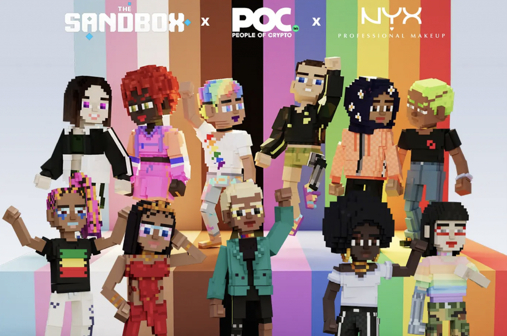 The Sandbox teamed up NYX and People of Crypto Lab in 2022 to launch its inclusivity space and NFTs for Pride Month. Photo: The Sandbox