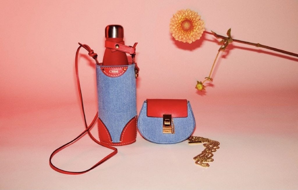 Chloé’s 2021 CNY makeover of its classic Fredy bottle bag mixes red leather and denim. Photo: Courtesy of Chloé