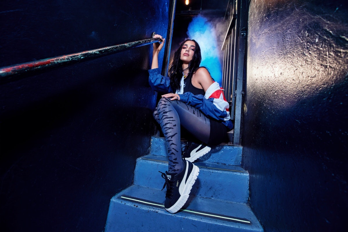 Dua Lipa wore classic Puma kicks for her Studio 2054 livestreamed concert and spurred viewer interest in the brand. Photo: Courtesy of Puma