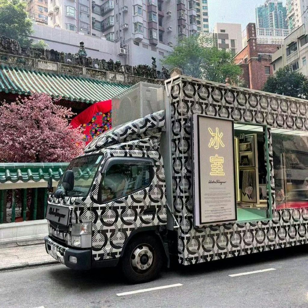 In March, Ferragamo created a Gancini pop-up truck inspired by traditional Cantonese cafés called Bing Sutt 冰室. Photo: Courtesy of Ferragamo