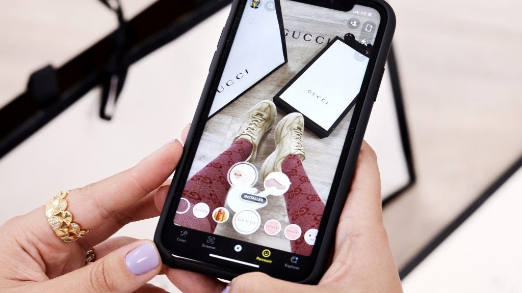 Gucci launched the first Snapchat AR Lenses for shoe try-ons last June. Photo: Courtesy of Gucci
