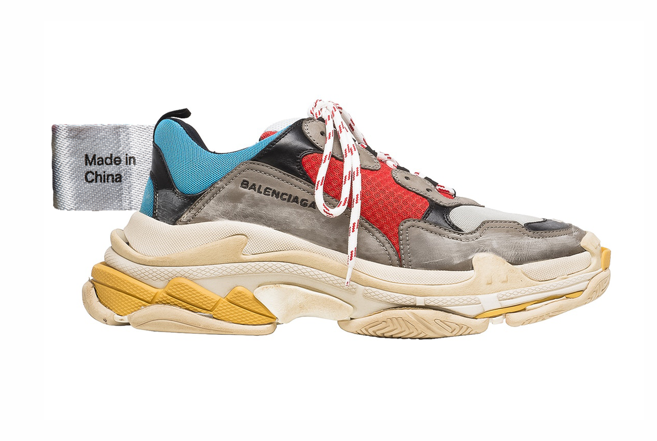 The Balenciaga Triple S is now made in China. Photo illustration: Jing Daily (Balenciaga / Shutterstock)