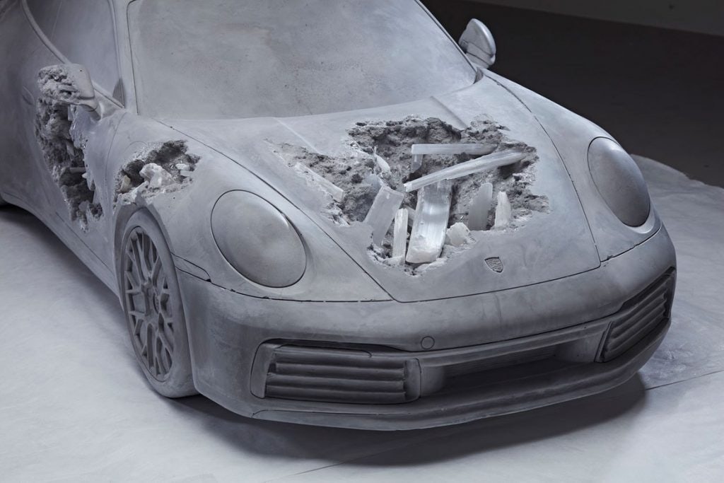 Daniel Arsham’s Ash amp; Pyrite Eroded Porsche was showcased in Hong Kong last April. Photo: Courtesy of Phillips