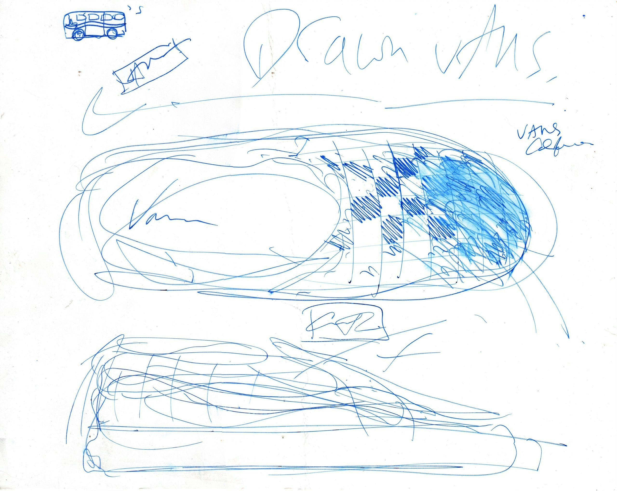 Connor Tingley's drawings of the Vault By Vans designs. Photo: Connor Tingley
