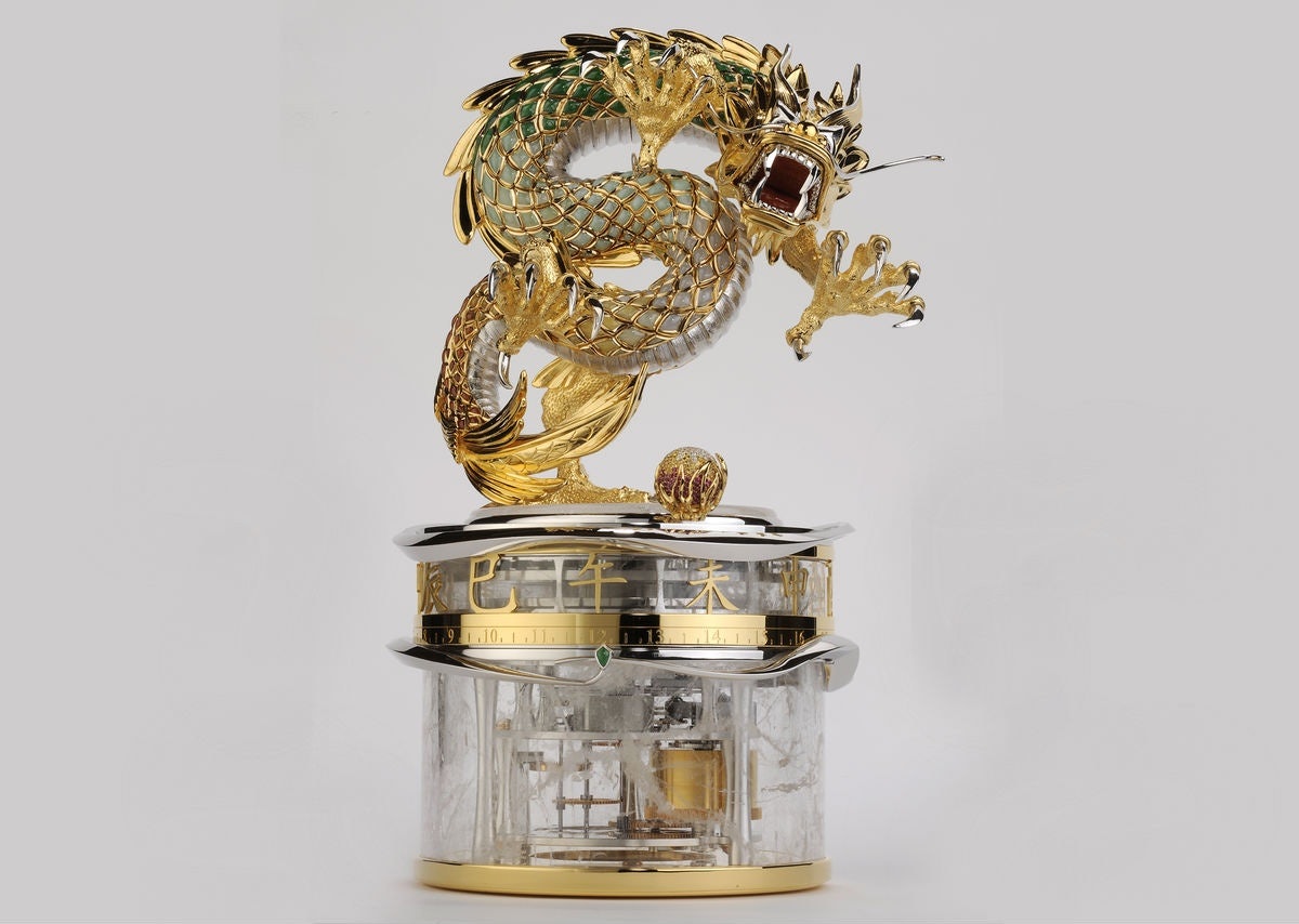 Parmigiani Fleurier released this “Dragon and the Pearl of Wisdom” haute horlogerie clock to celebrate the Year of the Dragon in 2012. (Courtesy Photo)