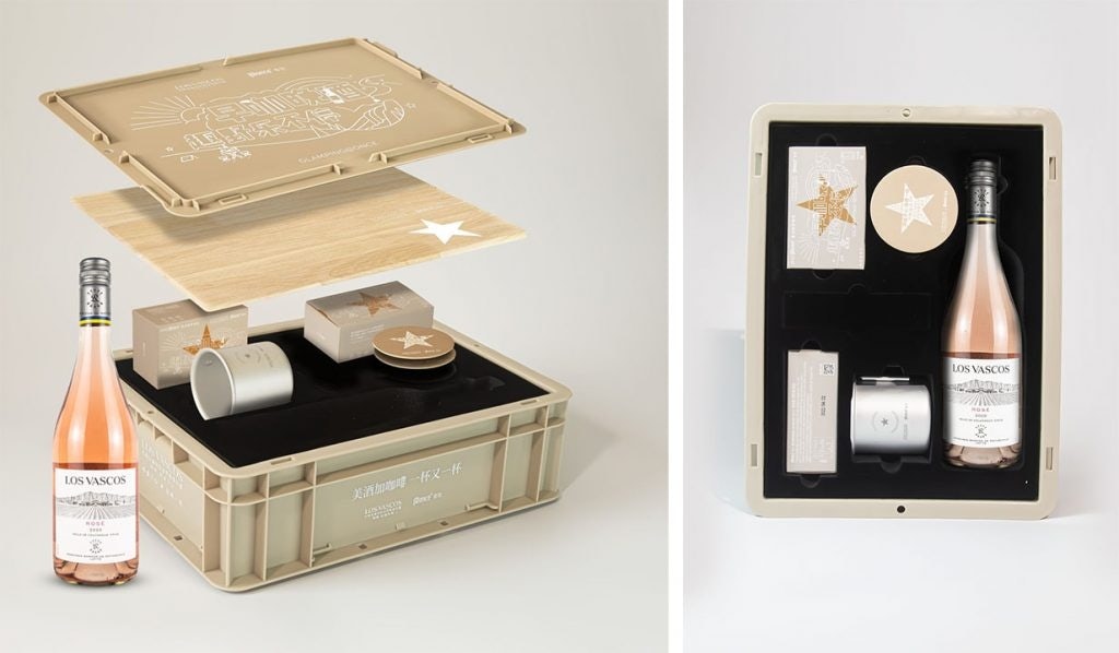 Los Vascos created a beverage box for glamping with coffee brand @once吉饮. Photo: Glamping@once