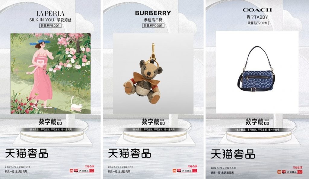 Shoppers who purchased from designated brands such as Burberry and Coach during 618 could receive digital collectibles. Photo: Tmall Luxury's Weibo