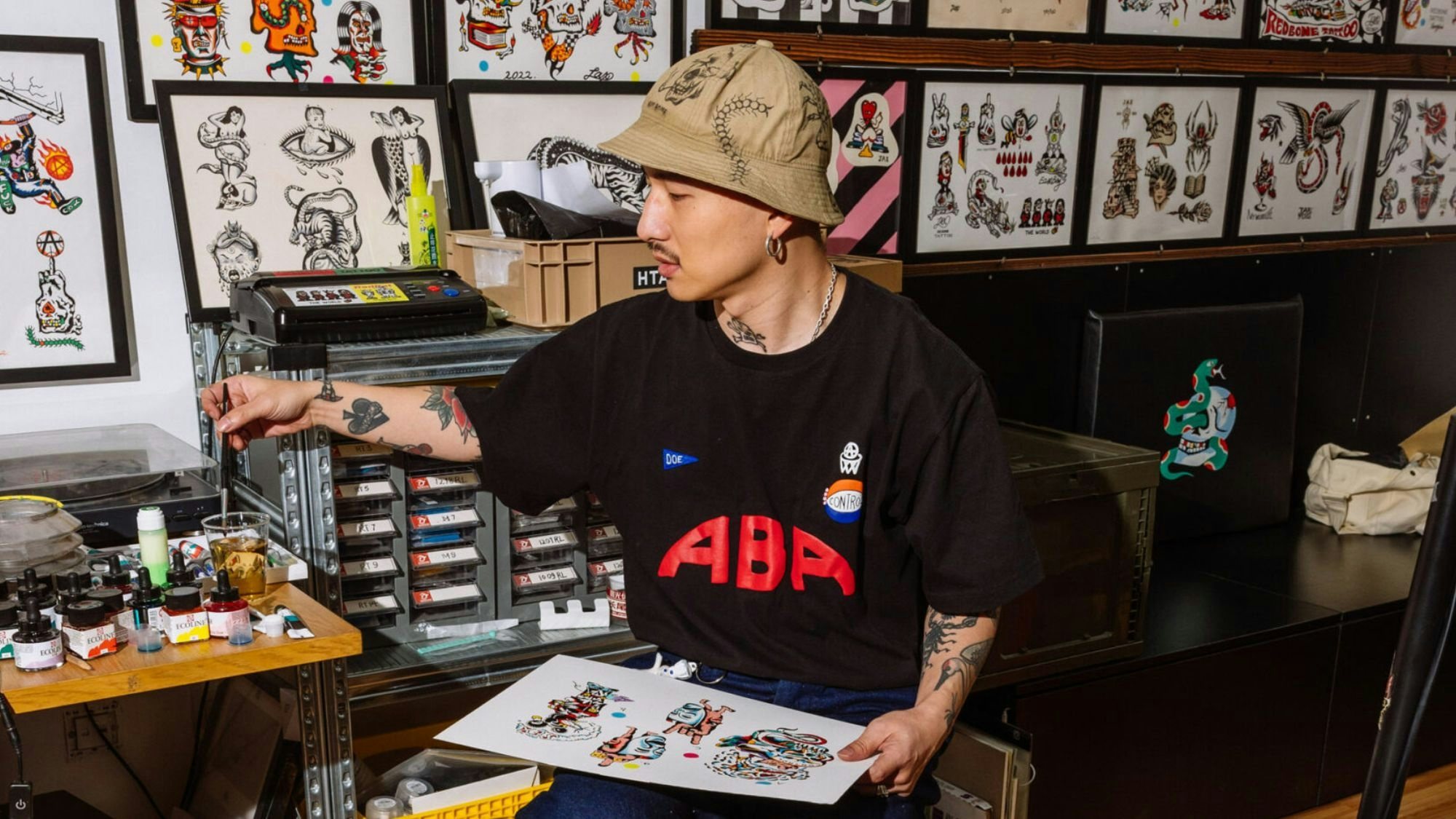 As a tattoo artist, Jax's work naturally crosses into the streetwear space, making a collaboration with Doe Shanghai a great match. Photo: Doe Shanghai