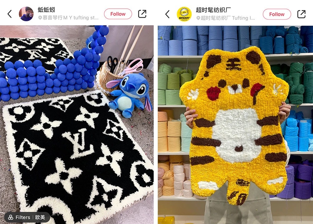 Xiaohongshu users show off their tufting creations. Photo: Screenshots