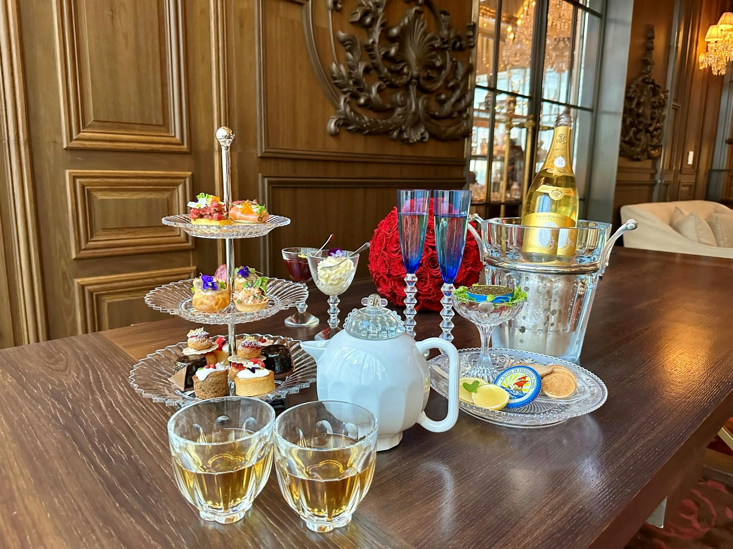 Baccarat Hotel New York offers a luxurious Crystal Tea experience that is served in the Grand Salon, at 3,000 for two people. Photo: Baccarat