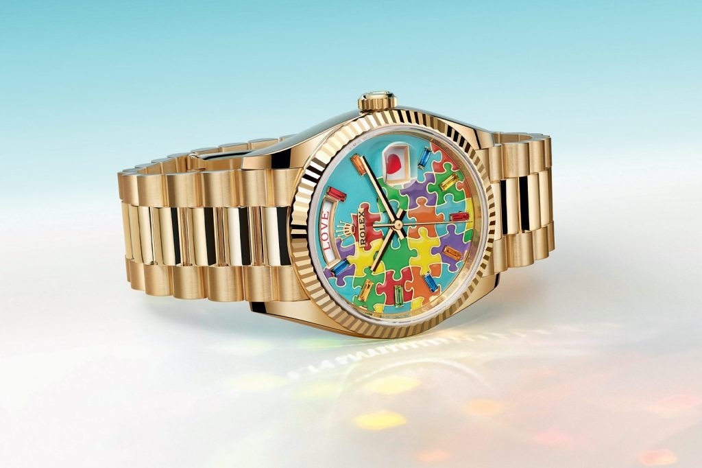 Rolex's Oyster Perpetual Day-Date 36 is inspired by a jigsaw puzzle. Photo: Rolex