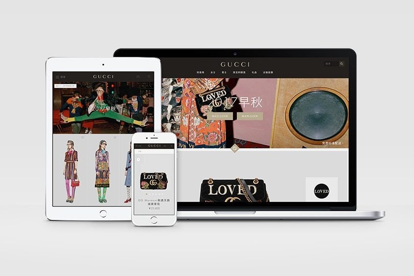 Gucci's new website is formatted to work on multiple screen sizes to accommodate shoppers on the go. Photo: Courtesy of Gucci