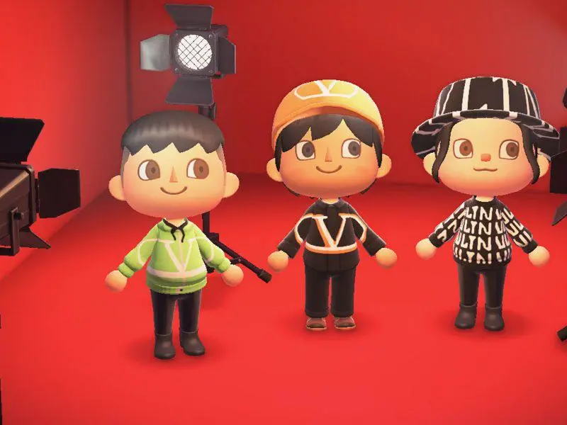 The customized virtual styling suits Valentino designed for the game “Assemble! Animal Crossing.” Photo: Valentino