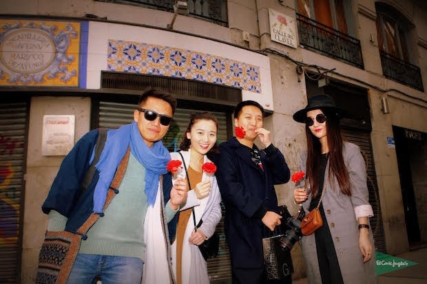 Chinese social influencers on a trip to Madrid sponsored by department store El Corte Inglés. (Courtesy Photo)