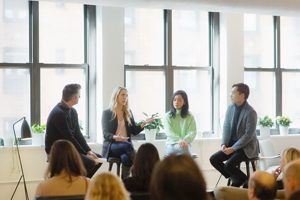 From left to right: Jeffery Fowler, President, North America at Farfetch; Lauren Hallanan, China marketing expert; Yiling Pan, senior editor of Jing Daily; and Ray Ju, senior consultant of branding agency Labbrand. Photo: Farfetch/Terence Chu