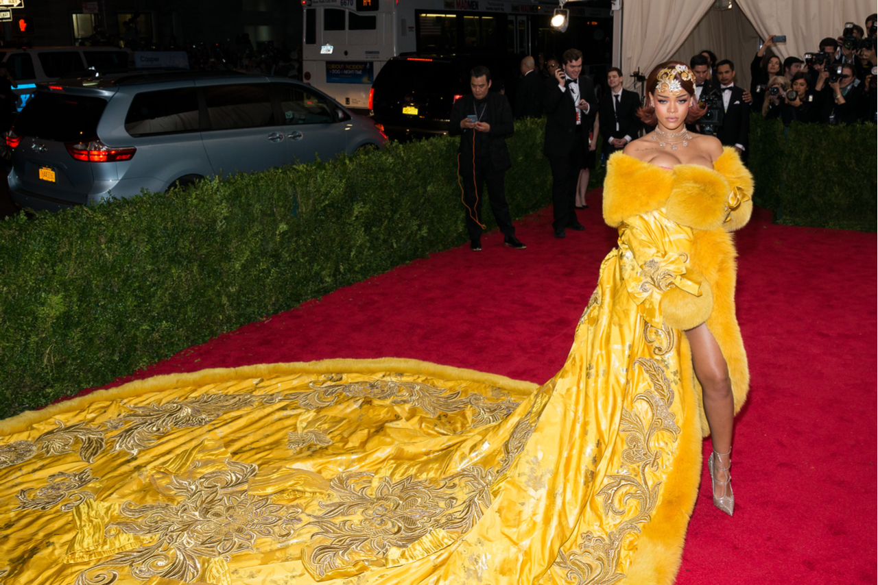 Pop singer and fashion icon Rihanna in Chinese designer Guo Pei's outfit in 2015. Photo: Shutterstock