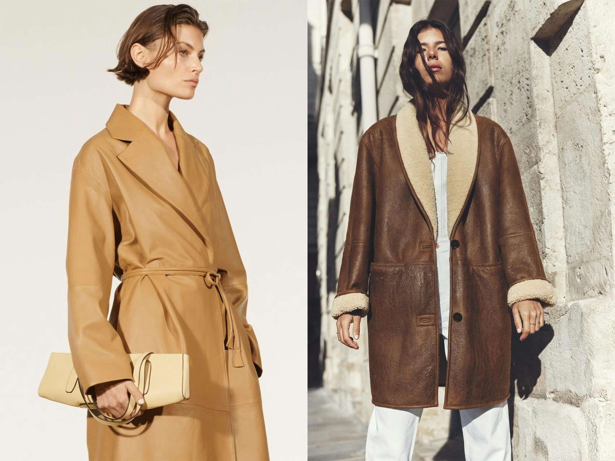Zara’s limited edition real leather collection includes a $869 double-faced leather jacket with fleece (right). Photo: Zara