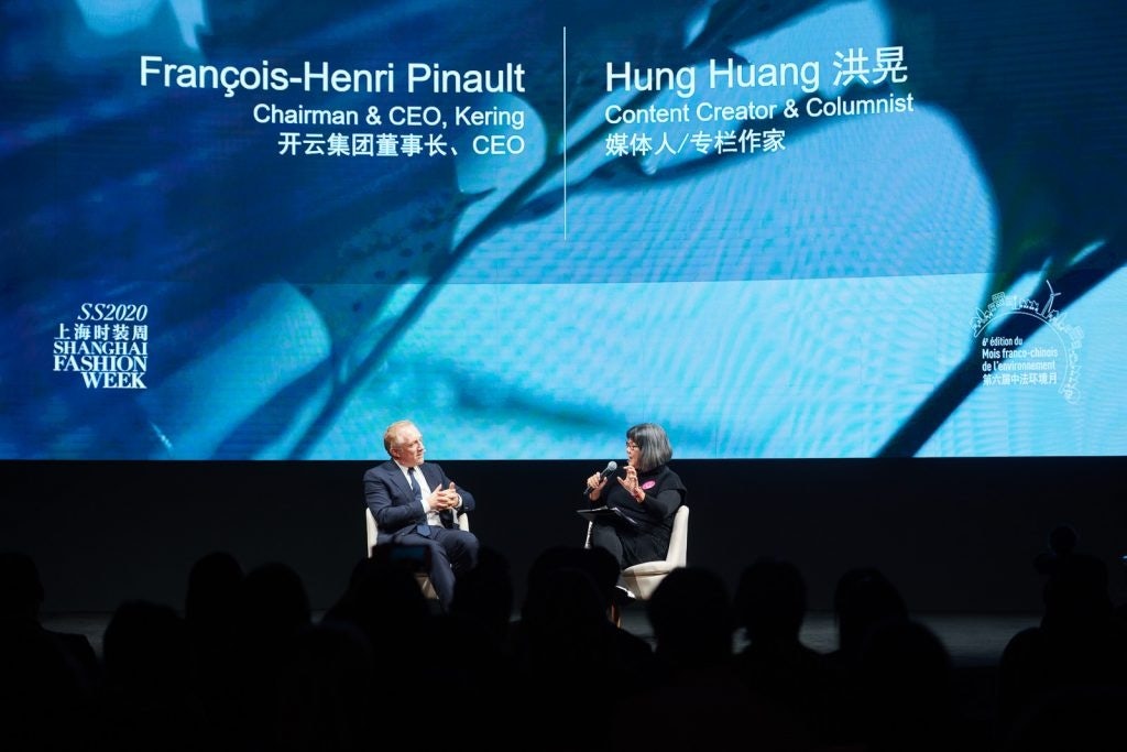 Kering Chairman and CEO François-Henri Pinault with Hung Huang, a American-Chinese author, blogger, and media figure.