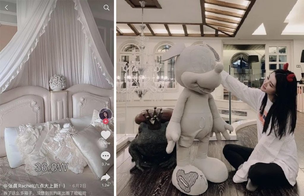 Douyin influencer @张晨Rachel frequently posts about her lavish purchases, including her 60,000 Fendi chandelier. Photo: Screenshots