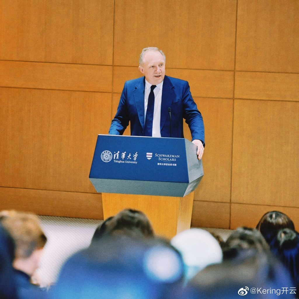 Kering Group CEO François-Henri Pinault gave a speech at Tsinghua University in March. Photo: Kering