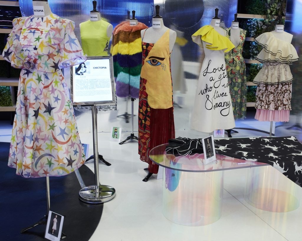 A retrospective of looks from Beijing-based designer Chictopia, on display at Mercedes me. (Courtesy Photo)
