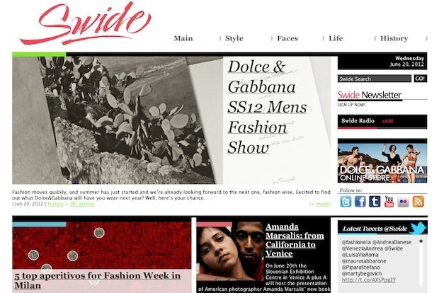 D&G's "Swide magazine" keeps readers up to date on recent collectons and a range of lifestyle stories